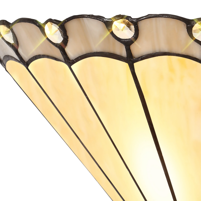 Regal Lighting SL-2043-1 Tiffany 2 Light Wall Uplighter Amber And Grey With Clear Crystal Shade