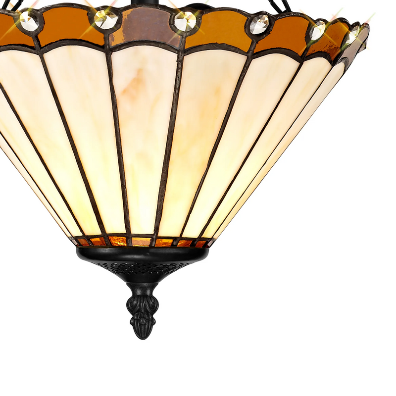 Regal Lighting SL-1219/1 2 Light 30cm Tiffany Uplighter Semi Flush Amber/Cream/Crystal/Black