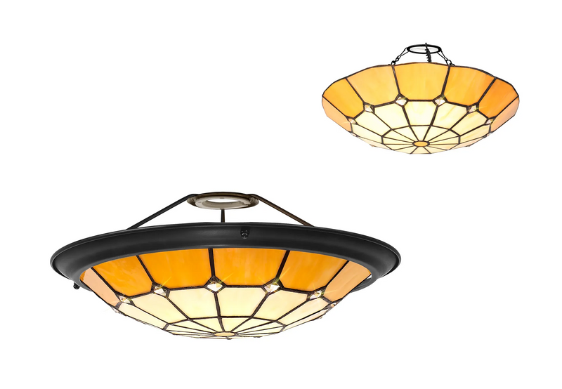Regal Lighting SL-2061/BL 35cm Tiffany Easy Fit Uplighter Shade  Cream And Beige Black Trim