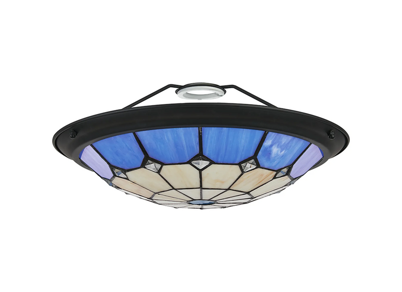 Regal Lighting SL-2059BL 35cm Tiffany Easy Fit Uplighter Shade  Cream And Blue Black Trim