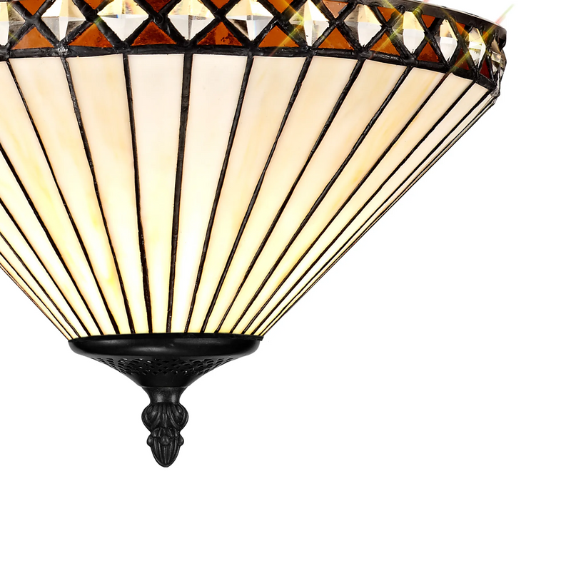 Regal Lighting SL-1263/1 2 Light 30cm Tiffany Uplighter Semi Flush Amber/Cream/Crystal/Black