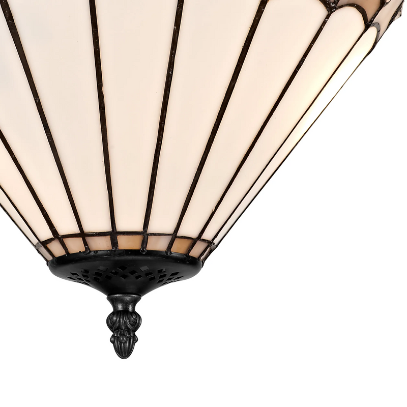 Regal Lighting SL-1153/1 2 Light Semi Flush E27 With 30cm Tiffany Shade, Grey/Cream/Crystal/Black