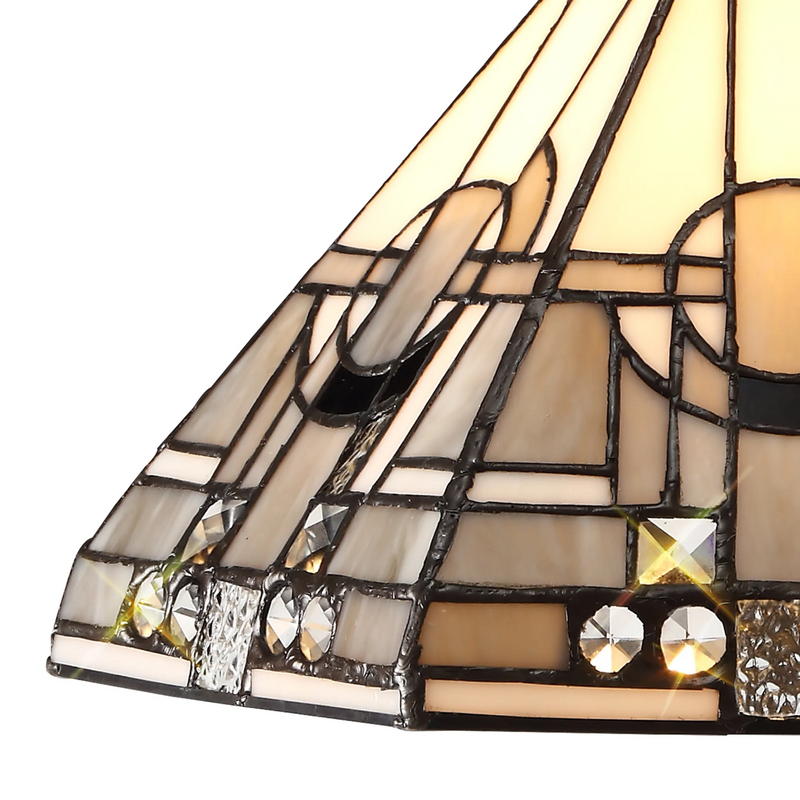 Regal Lighting SL-1462 3 Light 30cm Tiffany Uplighter Pendant White And Grey With Clear Crystal Shade
