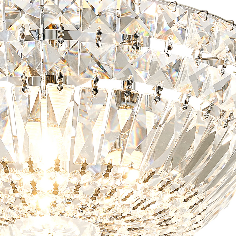 Regal lighting 31cm Flush Ceiling Light, 4 x G9, IP44, Polished Chrome/Crystal