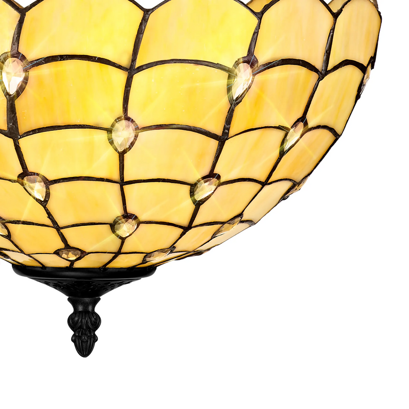 Regal Lighting SL-1433/1 3 Light 40cm Tiffany Uplighter Semi Flush Beige/Clear Crystal/Black