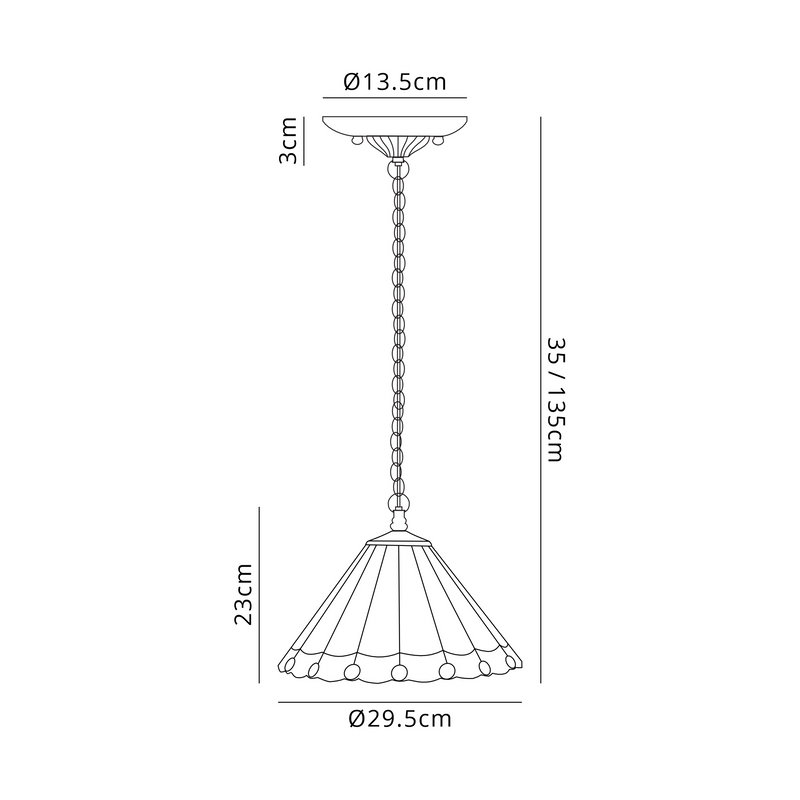 Regal Lighting 2 Light Downlighter Pendant E27 With 30cm Tiffany Shade, Grey/Cream/Crystal/Black • SL-1155/1
