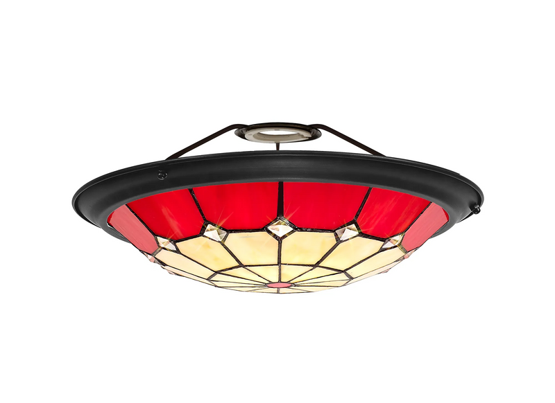 Regal Lighting SL-2062/BL 35cm Tiffany Easy Fit Uplighter Shade  Cream And Red Black Trim