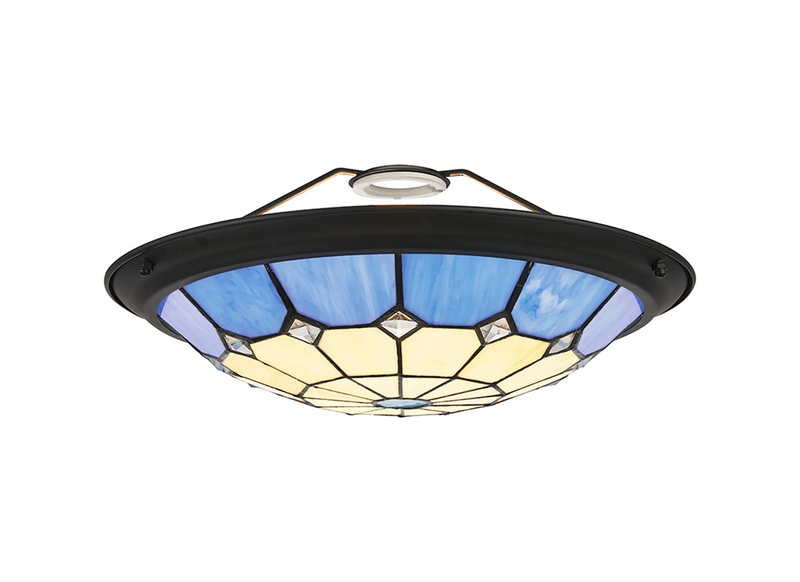 Regal Lighting SL-2059BL 35cm Tiffany Easy Fit Uplighter Shade  Cream And Blue Black Trim