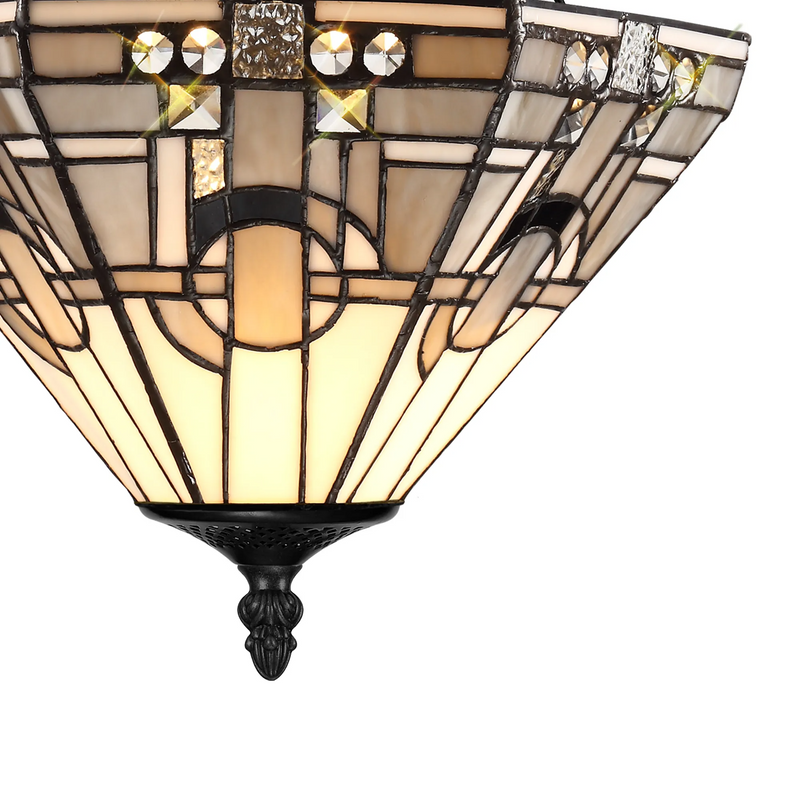Regal Lighting SL-1465/1 2 Light 40cm Tiffany Uplighter Semi Flush White/Grey/Black/Clear Crystal/Black