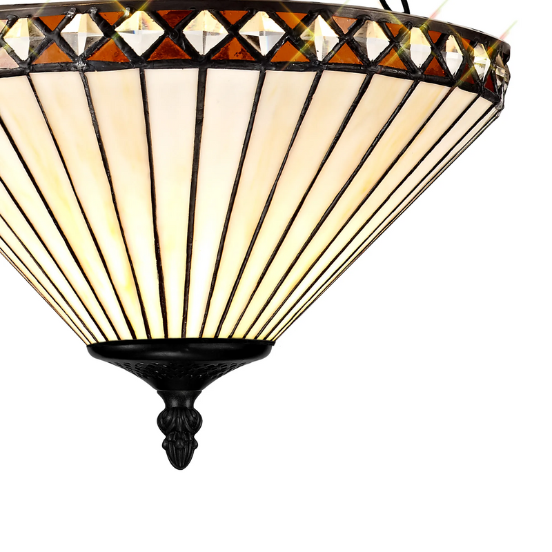 Regal Lighting SL-1262/1 3 Light 30cm Tiffany Uplighter Semi Flush Amber/Cream/Crystal/Black