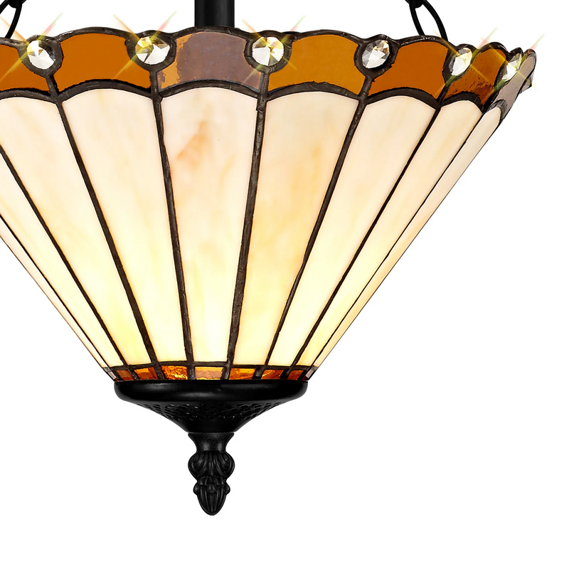 Regal Lighting SL-1218/1 3 Light 30cm Tiffany Uplighter Semi Flush Amber/Cream/Crystal/Black