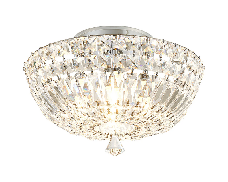 Regal lighting 31cm Flush Ceiling Light, 4 x G9, IP44, Polished Chrome/Crystal