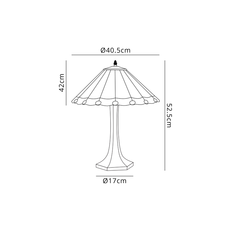 Regal Lighting SL-1169/1 2 Light Octagonal Table Lamp E27 With 40cm Tiffany Shade, Blue/Cream/Crystal/Black