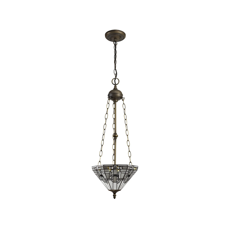Regal Lighting SL-1462 3 Light 30cm Tiffany Uplighter Pendant White And Grey With Clear Crystal Shade