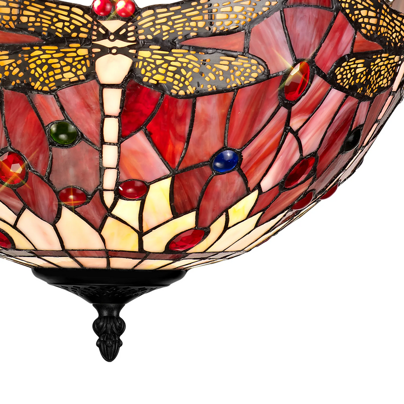 Regal Lighting SL-1383/1 3 Light 40cm Tiffany Uplighter Semi Flush Purple/Pink/Crystal/Black