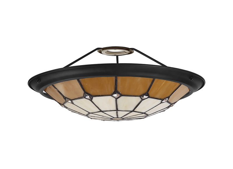 Regal Lighting SL-2061/BL 35cm Tiffany Easy Fit Uplighter Shade  Cream And Beige Black Trim