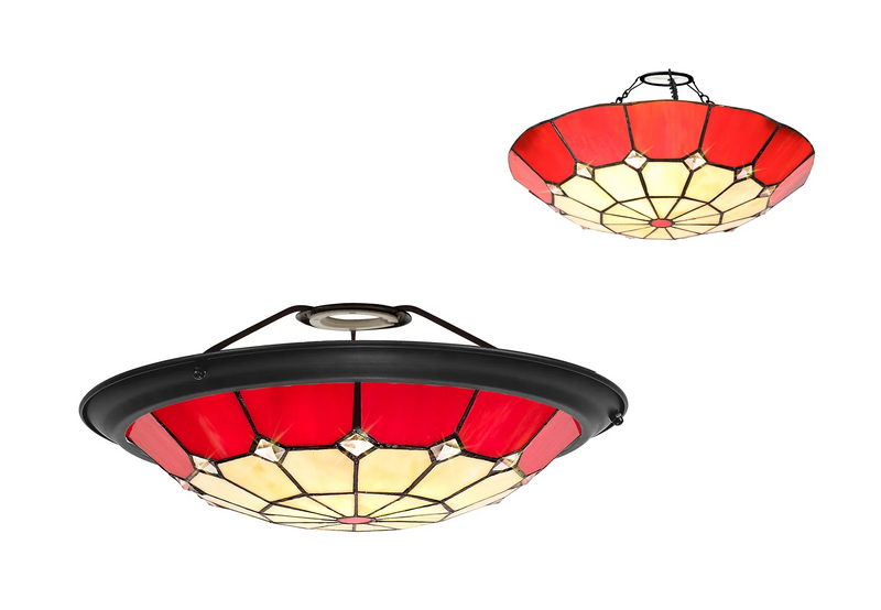 Regal Lighting SL-2062/BL 35cm Tiffany Easy Fit Uplighter Shade  Cream And Red Black Trim