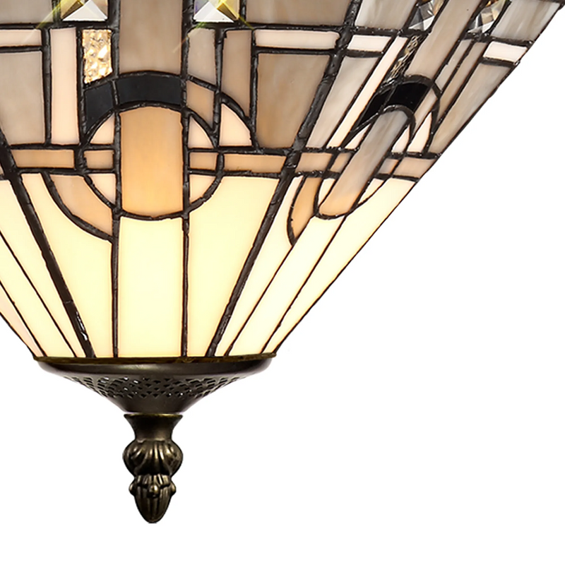 Regal Lighting SL-1462 3 Light 30cm Tiffany Uplighter Pendant White And Grey With Clear Crystal Shade
