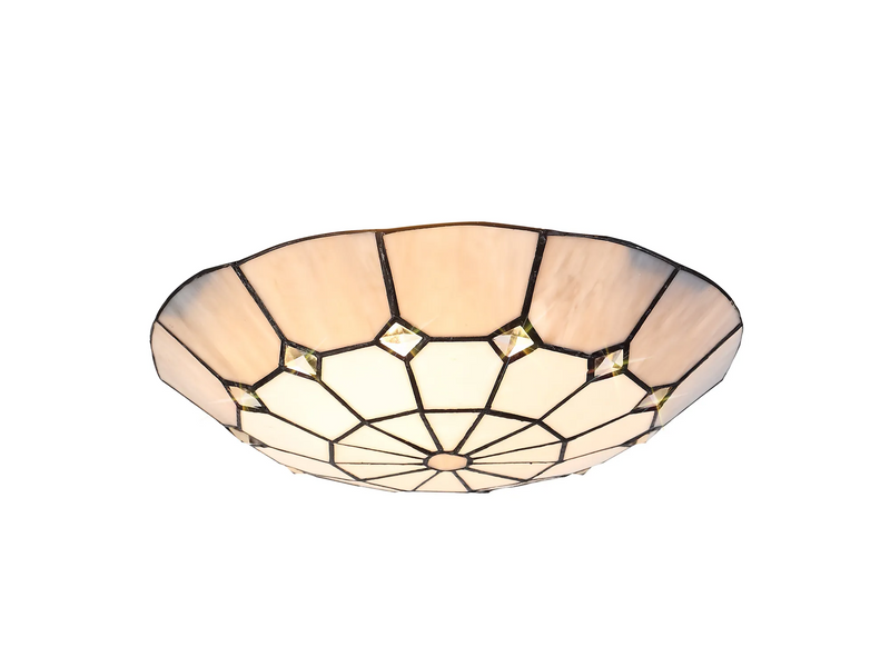 Regal Lighting SL-2058/BL 35cm Tiffany Easy Fit Uplighter Shade  Cream And Grey Black Trim