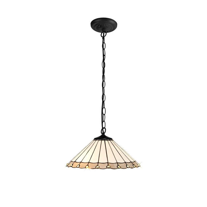 Regal Lighting SL-1146/1 1 Light 40.5cm 1 Light Downlighter Pendant E27 With 40cm Tiffany Shade, Grey/Cream/Crystal/Black