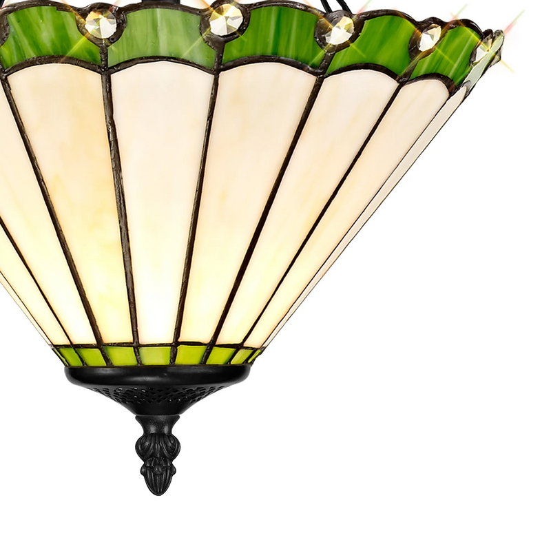 Regal Lighting SL-1241/1 2 Light 30cm Tiffany Uplighter Semi Flush Green/Cream/Crystal/Black