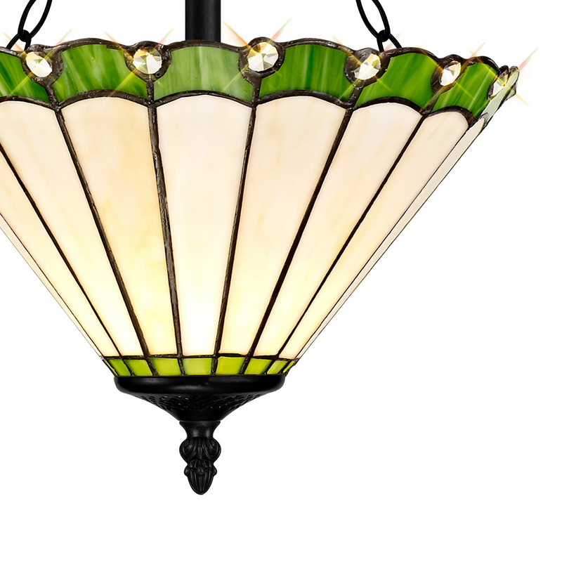 Regal Lighting SL-1240/1 3 Light 30cm Tiffany Uplighter Semi Flush Green/Cream/Crystal/Black