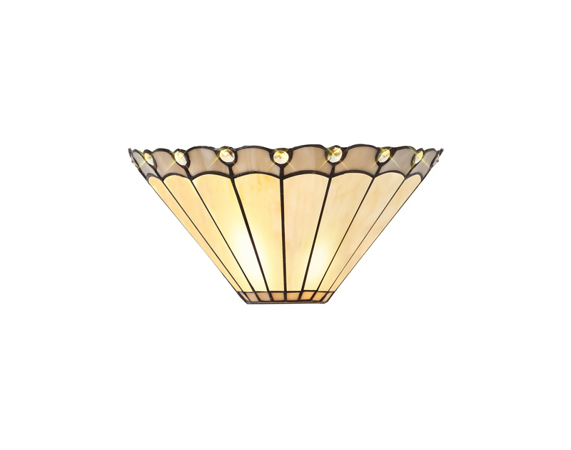 Regal Lighting SL-2043-1 Tiffany 2 Light Wall Uplighter Amber And Grey With Clear Crystal Shade