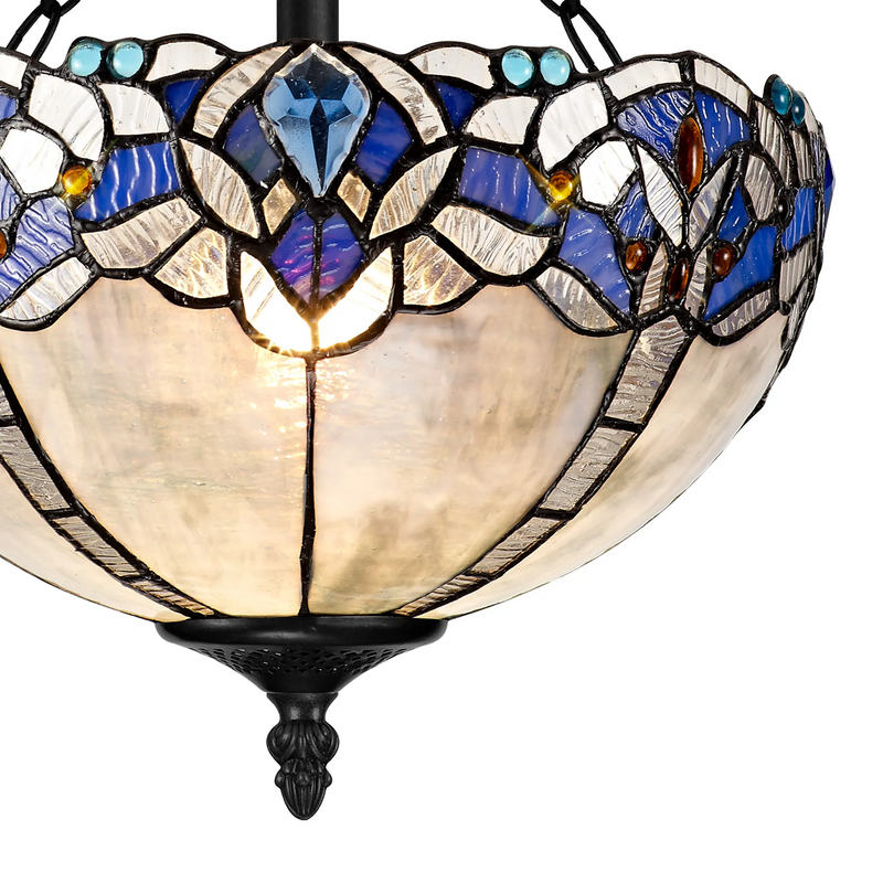 Regal Lighting SL-1337/1 2 Light 30cm Tiffany Uplighter Semi Flush Blue/Clear Crystal/Black