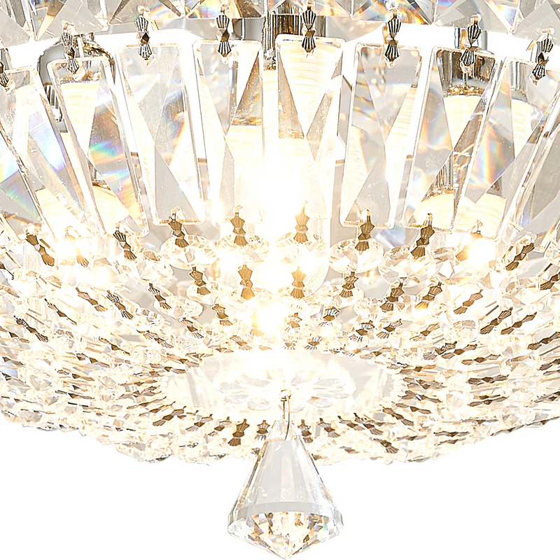 Regal lighting 31cm Flush Ceiling Light, 4 x G9, IP44, Polished Chrome/Crystal