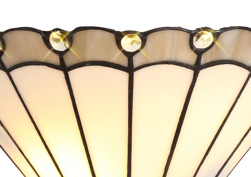 Regal Lighting SL-2043 Tiffany 2 Light Wall Uplighter White And Grey With Clear Crystal Shade