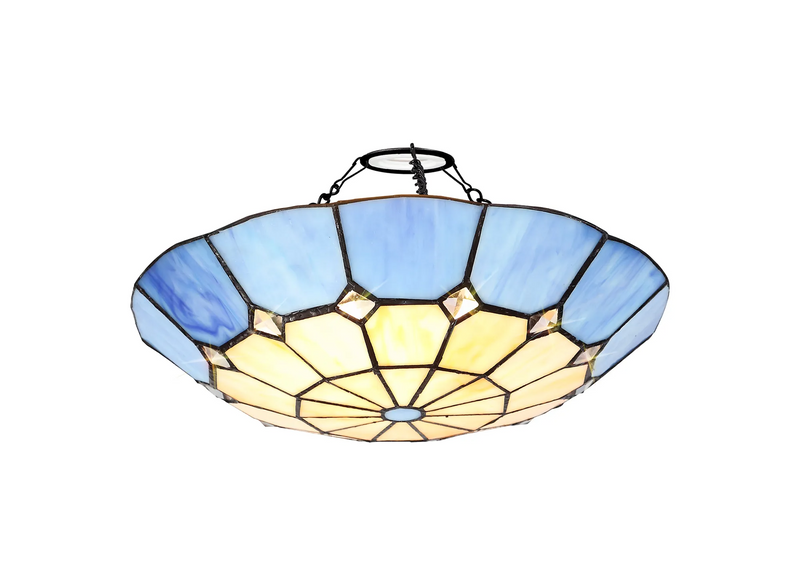 Regal Lighting SL-2059BL 35cm Tiffany Easy Fit Uplighter Shade  Cream And Blue Black Trim
