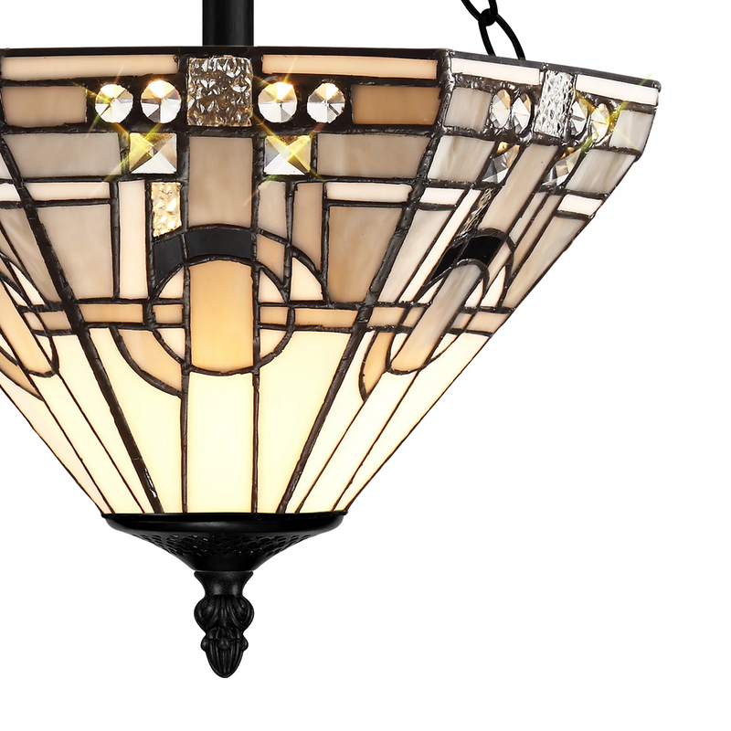 Regal Lighting SL-1464/1 3 Light 30cm Tiffany Uplighter Semi Flush White/Grey/Black/Clear Crystal/Black
