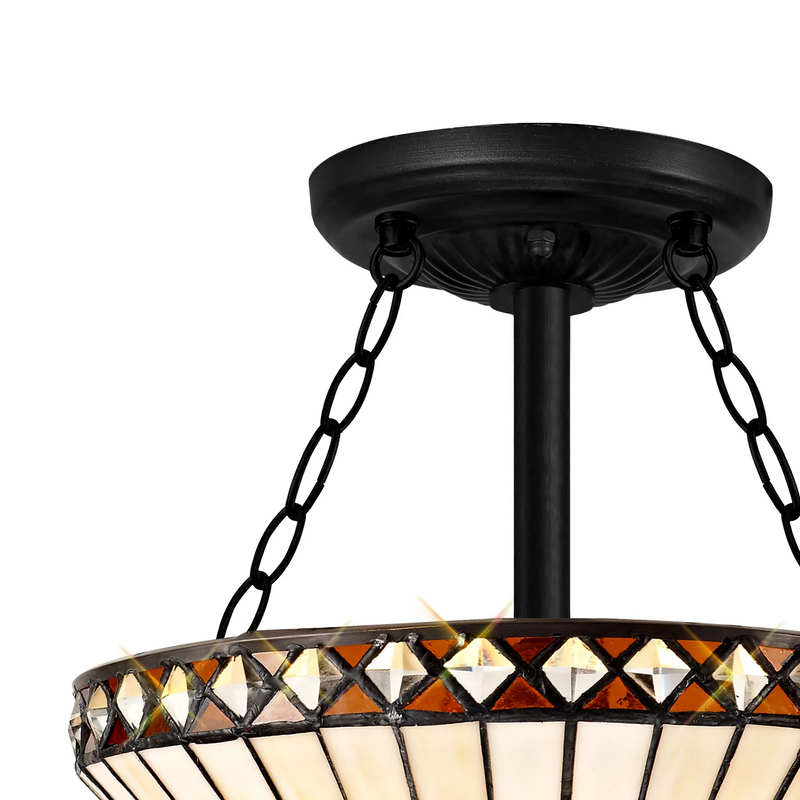 Regal Lighting SL-1262/1 3 Light 30cm Tiffany Uplighter Semi Flush Amber/Cream/Crystal/Black