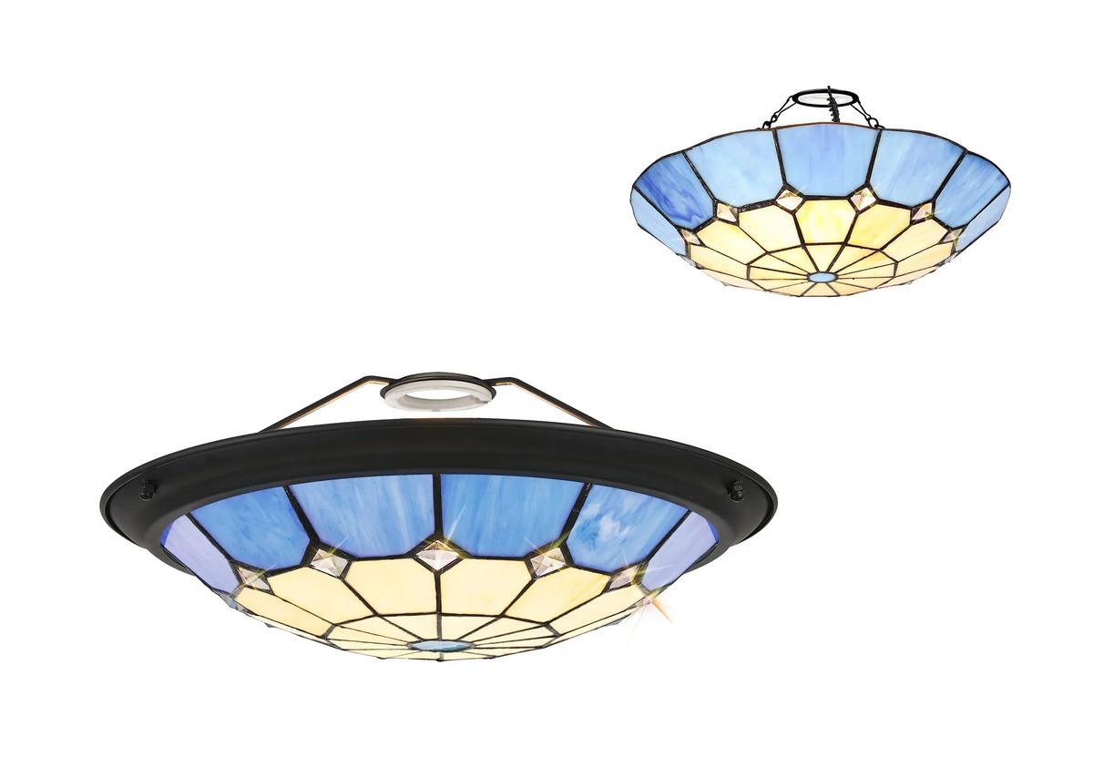 Regal Lighting Tiffany Easy Fit Uplighter Shade Cream And Blue Black 3 ...