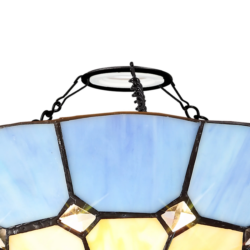 Regal Lighting SL-2059BL 35cm Tiffany Easy Fit Uplighter Shade  Cream And Blue Black Trim