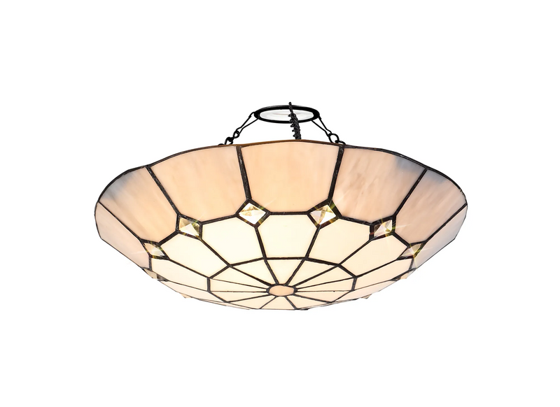 Regal Lighting SL-2058/BL 35cm Tiffany Easy Fit Uplighter Shade  Cream And Grey Black Trim
