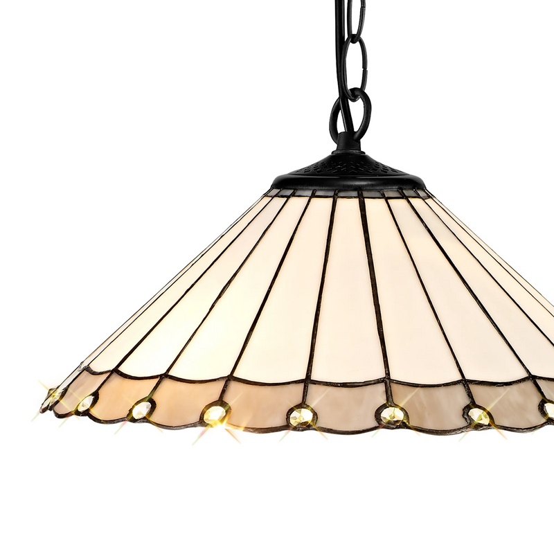 Regal Lighting SL-1146/1 1 Light 40.5cm 1 Light Downlighter Pendant E27 With 40cm Tiffany Shade, Grey/Cream/Crystal/Black