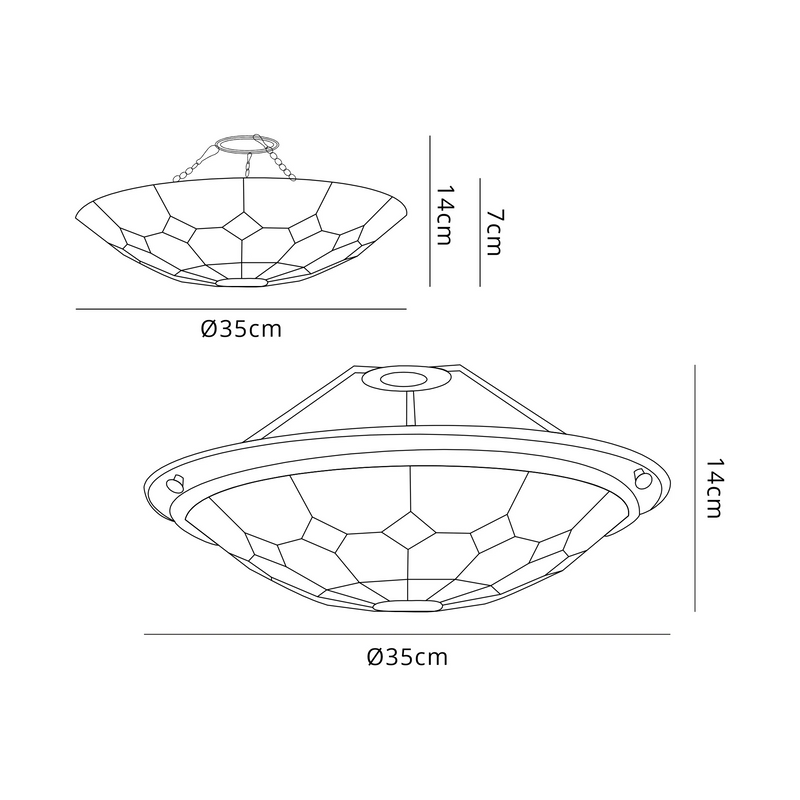 Regal Lighting Tiffany Easy Fit Uplighter Shade  Cream And Blue Black 35cm