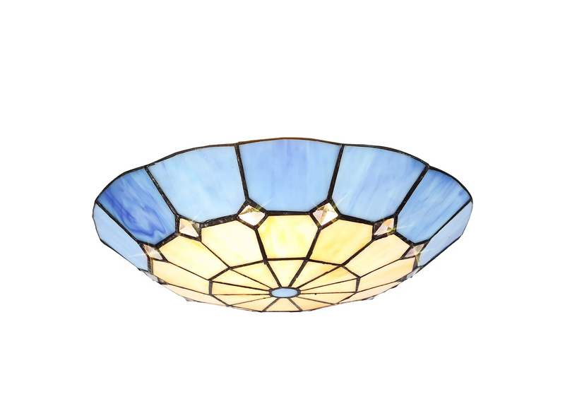 Regal Lighting SL-2059BL 35cm Tiffany Easy Fit Uplighter Shade  Cream And Blue Black Trim