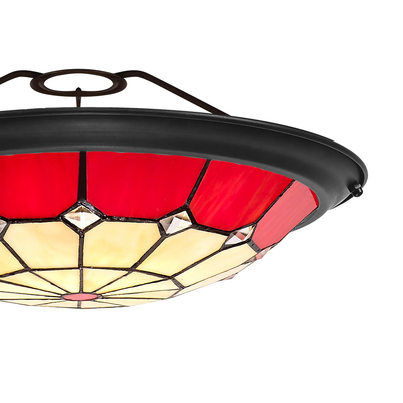 Regal Lighting SL-2062/BL 35cm Tiffany Easy Fit Uplighter Shade  Cream And Red Black Trim