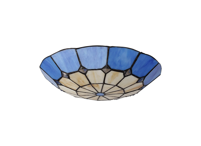 Regal Lighting SL-2059BL 35cm Tiffany Easy Fit Uplighter Shade  Cream And Blue Black Trim