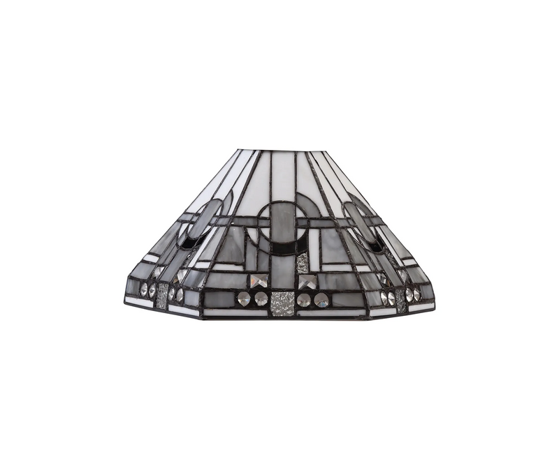 Regal Lighting SL-1462 3 Light 30cm Tiffany Uplighter Pendant White And Grey With Clear Crystal Shade