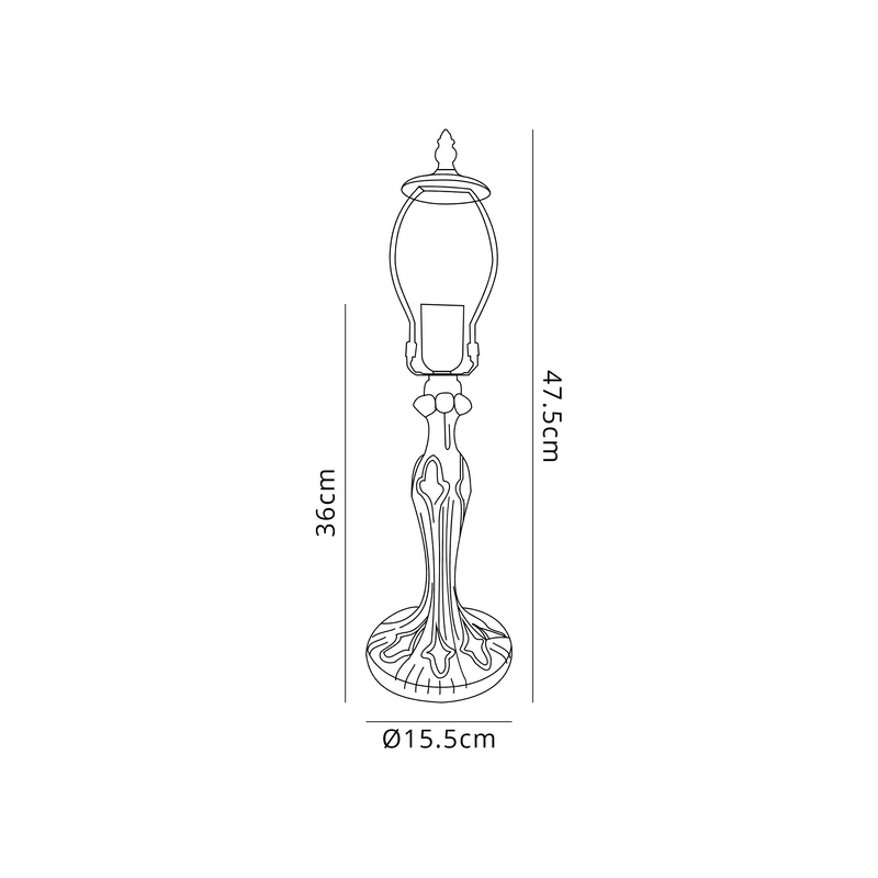 Regal Lighting SL-1158/1 1 Light Curved Table Lamp E27 With 30cm Tiffany Shade, Grey/Cream/Crystal/Black