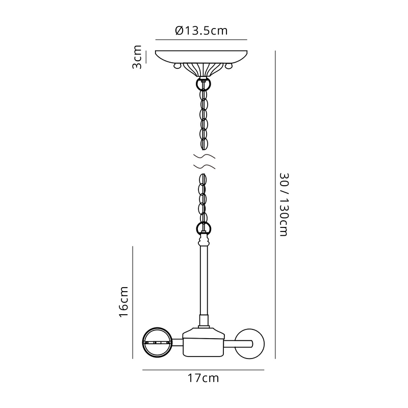 Regal Lighting SL-1177/1 2 Light Downlighter Pendant E27 With 30cm Tiffany Shade, Blue/Cream/Crystal/Black