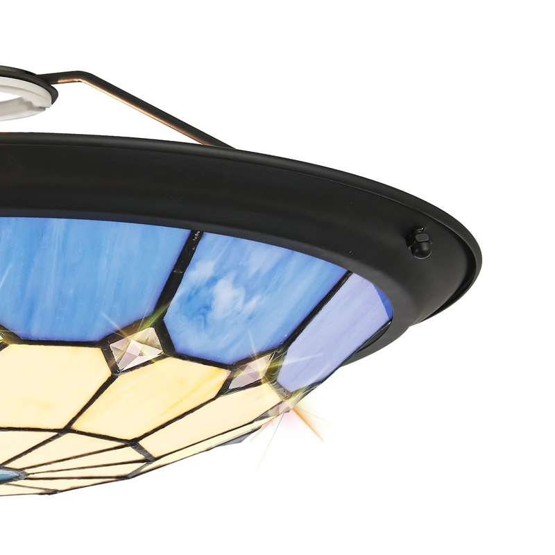 Regal Lighting SL-2059BL 35cm Tiffany Easy Fit Uplighter Shade  Cream And Blue Black Trim