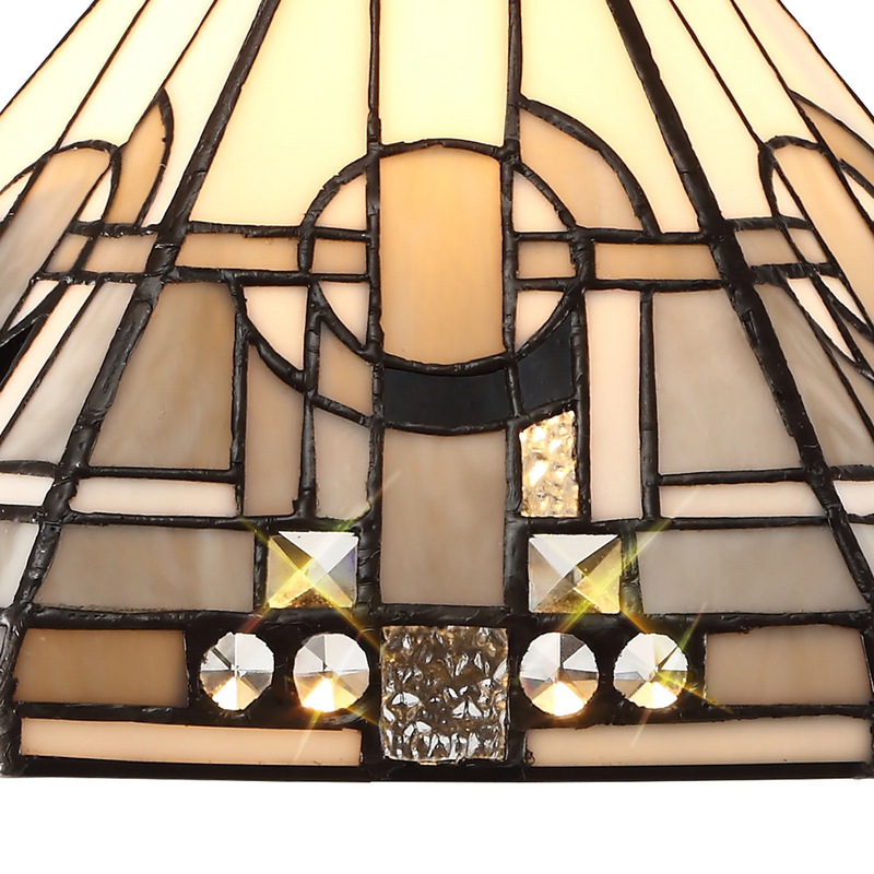 Regal Lighting SL-1462 3 Light 30cm Tiffany Uplighter Pendant White And Grey With Clear Crystal Shade