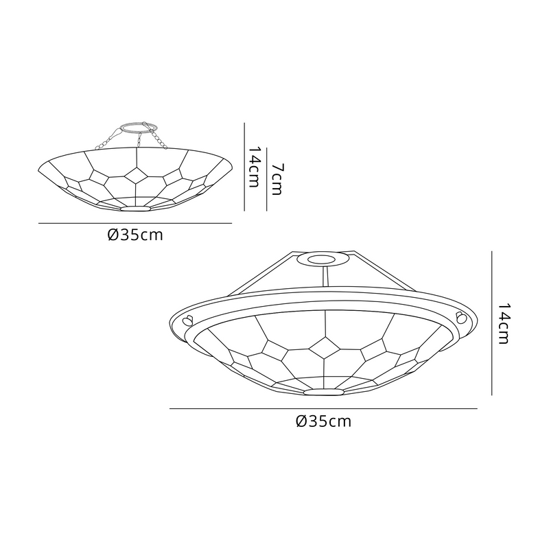 Regal Lighting SL-2058/BL 35cm Tiffany Easy Fit Uplighter Shade  Cream And Grey Black Trim