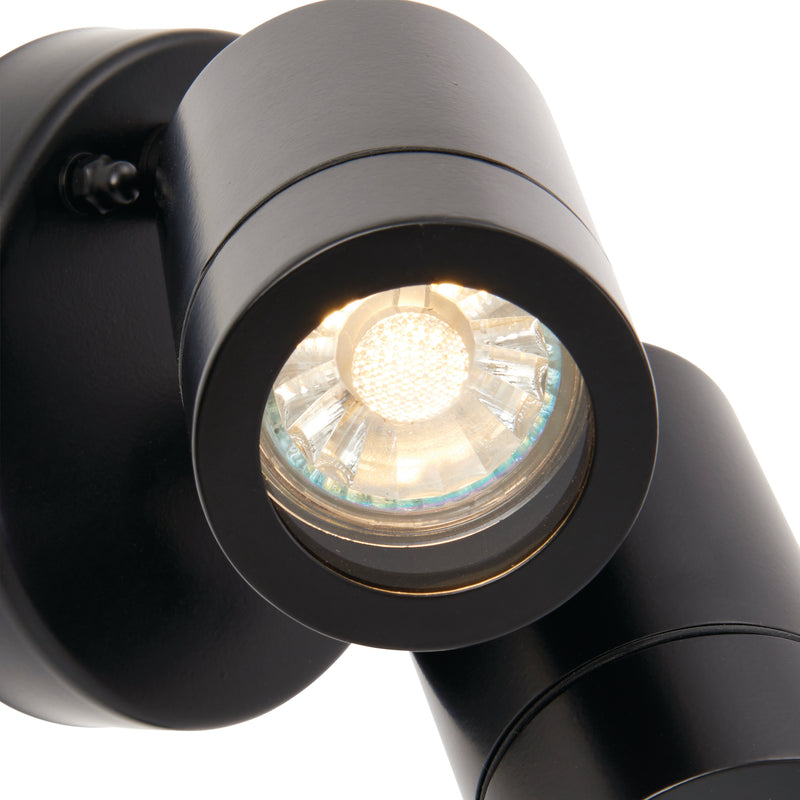 Saxby Lighting Palin 2lt spot wall IP44 7W Matt Black • 75437