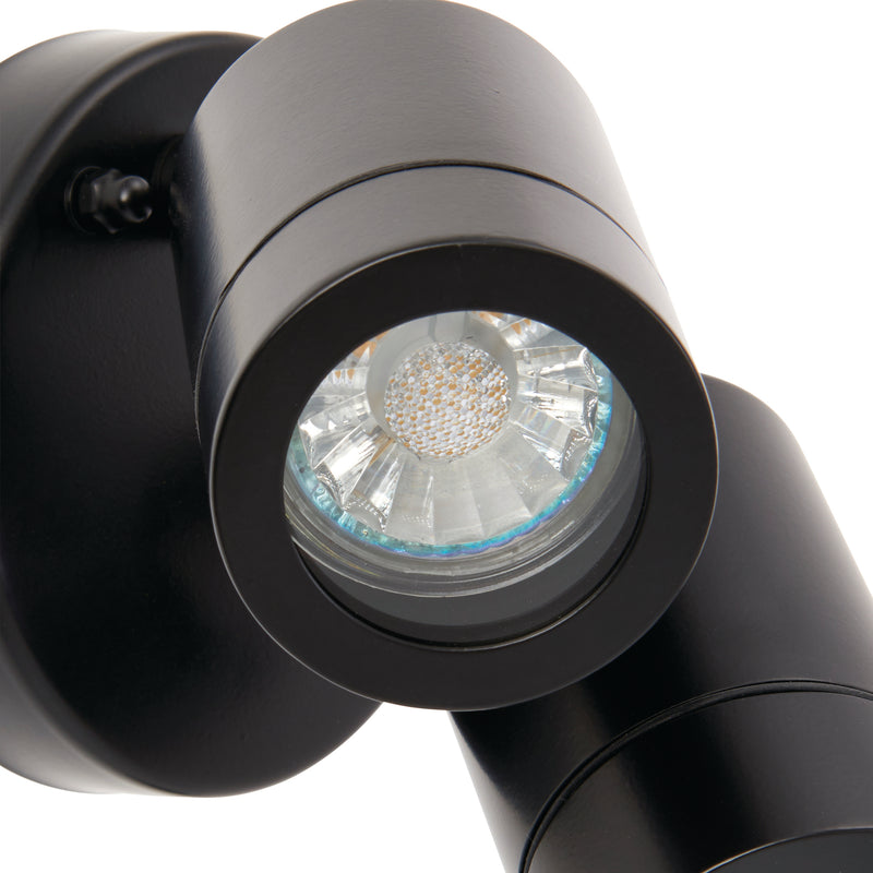 Saxby Lighting Palin 2lt spot wall IP44 7W Matt Black • 75437