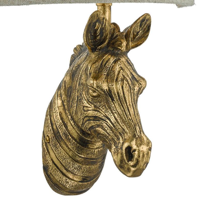 Dar Lighting Abby Zebra Wall Light Gold with Natural Linen Shade • ABB0735
